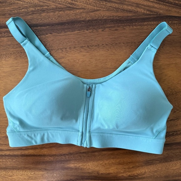 Old Navy Teal Blue Zip-Front Closure Cross Back Sports Bra size Small - Picture 1 of 4
